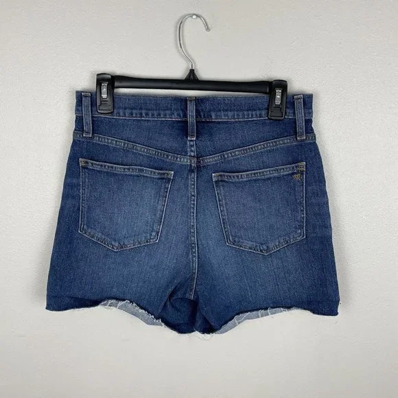 Madewell Womens High Rise Denim Shorts Size 27 Lemoyne Dark Wash Cut Off Pockets - Picture 2 of 4